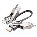 4-in-1 Ultra Short USB C Cable 0.6FT 45W Compatible With Lightning Cable