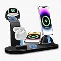 4 in 1 Wireless Charger for i-Phone, Magnetic 4 in-1 Fast Charging Station Charger for Mag-Safe for i-Phone 15/14/13 /Pro/Pro Max/12/11/X/Xr/XS/8, for Air-Pods, iWatch, Galaxy, Google Pixel (Black)