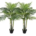 4.1ft Triple Golden Cane Palm Artificial Tree Indoor/Outdoor UV Resistant