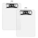 4.1x5.9in Mini Clear Acrylic Clipboard for 3.5x4.7in Paper, 3mm Thick 2 Pack Portable Clipboards with Convenient Clip-on Pen Storage &amp; Low Profile Clip, Work Supplies Home Nursing Office School