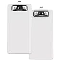 4.1x8.4in Acrylic Clipboard for 3.5x7.4in Paper, 3mm Thick 2 Pack Convenient Clip-on Pen Storage Clear Clipboards with Low Profile Clip, Portable Working Accessory Home Office Restaurant Supply