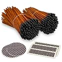 4" Brown Stick Black Tip Espresso Matches (200 Count, + Striking Stickers) | Decorative Unique &amp; Fun for Your Home, Gifts, Accessories &amp; Events | Premium Long Wood Safety Matches by Thankful Greetings