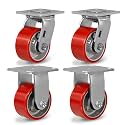4" Caster Wheels, Heavy Duty Casters Set of 4 with Load 3200lbs Capacity for Workbench,Tool Box,Dolly, Platform Truck (2 Swivel &amp; 2 Rigid)