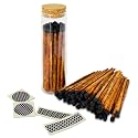 4" Espresso Matches in a Jar + Striker Stickers Included | 100 Brown Stick Black Tip Decorative Safety Matches w/Cork Top Glass Holder | Gifts, Home Decor, &amp; Candle Accessories by Thankful Greetings
