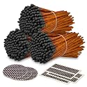4" Espresso Matches + Striker Stickers Included | 300 Brown Stick Black Tip Decorative Safety Matches | Premium Long Matchsticks | Gifts, Home Decor, &amp; Candle Accessories by Thankful Greetings