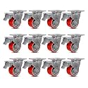 4" Heavy Duty Casters, Swivel Industrial Caster Wheels with Brake, Each Caster Loads 800lbs (12 Total Lock Brake)