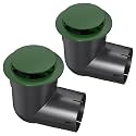 4" Pop Up Drainage Emitter with Elbow, No Adapter Required, Fits 4" PVC D2729 (S&D), 4" SCH40, 4" SDR35, 4" Corrugated Pipe, 3" Corrugated Pipe, Dual-Rod Yard Drain Cover for Downspouts, 2PC