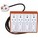 4+4 Extension Board 2 Meter Copper Cables 1.5mm Heavy Duty Anchor Switch Sockets 3 Pin Plug Gitti 35 mm 4 pcs (Multi)