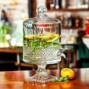 4.5 Litre Footed Glass Juice Dispenser with Tap | Elite Detox Jar | Mason Jar Beverage Dispenser for Water, Beer, Juice, Liquor | Pack of 1