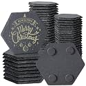 4 in 50 PCS Natural Hexagon Slate Coasters Bulk for Laser Engraving