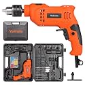 Yunirvana 4.5Amp 1/2-inch Corded Impact Drill Hammer Drill with 105pcs Accessories, Variable Speed 0-3000, Hammer and Drill 2 Functions in 1, 360°Rotating Handle, Depth Gauge, Carrying Case Included