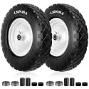 4.80/4.00-8 Flat Free Tire and Wheel- 16" Flat-Free Solid Wheelbarrow Tires with 5/8" & 3/4" Bearings, 3"-7" Centered Hub by Cenipar Universal Fit for Wheelbarrow,Hand Truck,Garden Trailer,Trolley