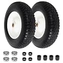 4.80/4.00-8 Wheelbarrow Tire Flat Free, 16'' Tire and Wheel 330LB Load Capacity, with 5/8" & 3/4" Bearings, 3''-4''-6''-7'' Adjustable Hub for Garden Cart, Hand Truck, Troll