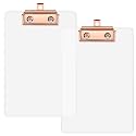4.9x7.2in Acrylic Clipboard Fits A6 Paper, 3mm Thick 2 Pack Transparant Clip Boards with Retractable Hanging Hook, Convenient School Office Supplies Ideal for Teachers &amp; Nurse, Holds 80 Sheets