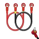 4 AWG Battery Cable, 1FT 4 Gauge Pure Copper Battery Inverter Cables with 3/8 in Lugs Both Ends Power Inverter Wire Set for Automotive Solar Marine Boat RV Car Motorcycle Red and Black (1FT 2PCS)