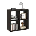4 Black Cube Storage Organizer, 14.6" x 30" x 30" Wooden Cube Storage Organizer with Four Organized Spaces, 2 x 2 Closet Cubbies for Bedroom, Living Room, Playroom, Dark Brown