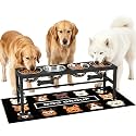 4-Bowl Elevated Dog Bowl Stand – 4 Adjustable Heights with 58oz/1700ml Stainless Steel Bowls &amp; Splash Pad for Medium &amp; Large Breeds, Multi-Pet Households