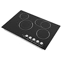 4 Burners Electric Cooktop, 110V Drop-in Ceramic Cooktop with Touch Control, Safety Lock, Foot Mats, LED Display, Radiant Electric Stove Top Burner for Kitchens, Cabins, Snack Bars