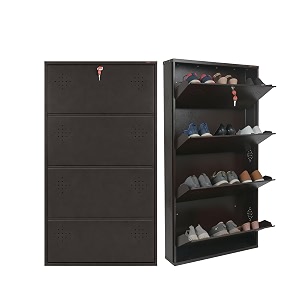 4 Door Wall Mounted Metal Shoe Rack