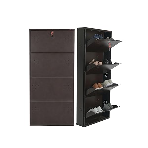 4 Door Wall Mounted Metal Shoe Rack