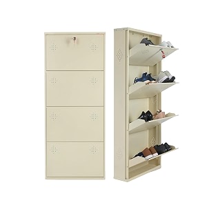 4 Door Wall Mounted Metal Shoe Rack