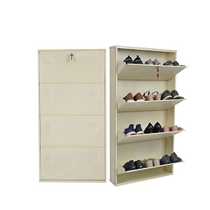 4 Door Wall Mounted Metal Shoe Rack