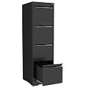 4 Drawer File Cabinet, Metal Vertical File Cabinets with Lock for Home Office, Locking File Cabinet Hanging Files for A4/ Legal/Letter, Assembly Required (Black, 4 Drawer - 15" W)