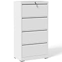 4 Drawer Lateral File Cabinet with Lock,White Metal Filing Cabinet