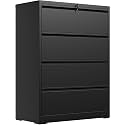 4 Drawer Lateral File Cabinet, Metal Filing Cabinet for Home Office, Black