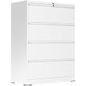 4 Drawer Lateral File Cabinet, Metal Filing Cabinet for Home Office, White