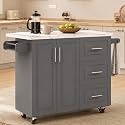 4 EVER WINNER 43" Kitchen Island with Drop Leaf, Rolling Kitchen Island