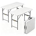 4 Foot Folding Table,4-Height Adjustable Card Table,2Pack, White