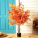 4 ft Artificial Fall Tree, Eucalyptus Leaves, Autumn Decor