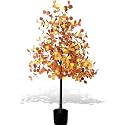 4 ft Lighted Fall Eucalyptus Tree, Artificial Autumn Decor