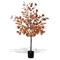 4 ft Lighted Fall Tree, Artificial Eucalyptus Leaves Decor