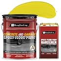 4 Gallon Epoxy Floor Paint kit (Dark gray,High-gloss,,800 sq.ft) - Concrete coating for garages and basements | Scratch-resistant| High hardness| Compatible with decorative color flakes,Epoxy Floor Paint kit (Lemon yellow,Hig