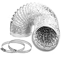 4 Inch 3 FT Flexible Dryer Vent Hose, 6-Ply Aluminum Foil Dryer Vent Kit with 2 Clamps for HVAC Ventilation Silver PVC