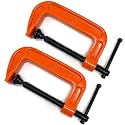 4 Inch C-Clamp Set, Heavy Duty Steel C Clamp Industrial Strength C Clamps for Woodworking, Welding, and Building (2Pcs,Orange)