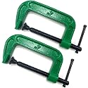 4 Inch C-Clamp Set, Heavy Duty Steel C Clamp Industrial Strength C Clamps for Woodworking, Welding, and Building (2Pcs, Green)