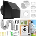 4 inch Dryer Vent Connector Kit, 90 Degree Dryer Vent Elbow, Dryer Wall Vent Cap with Hose(4 inch 5FT) Indoor Vent Duct Adapter, Outdoor Vent Cover for Tight Space