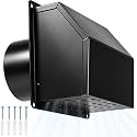 4 Inch Dryer Vent Cover Outdoor with Screen and Damper, Black