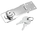 4 Inch Keyed Hasp Locks, Keyed Alike Twist Knob Keyed Locking Hasp, Metal Catch Latch Safety Lock for Cabinets, Drawers, Toolboxes, Different Door, Pack of 1 (Silver)