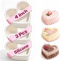 4 Inch Mini Silicone Heart Shaped Cake Pans for Baking Set of 3