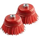 2Pcs 4" Nylon Cup Brush for Grinder, Angle Grinder Wire Brush 5/8"-11 Arbor