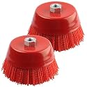 ZORUNNA 6 Inch Abrasive Nylon Cup Brush for Angle Grinder, Wire Wheel for Angle Grinder 5/8 Inch-11 Threaded Arbor, Nylon Wire Brush for Drill Ideal for Removing Rust, Corrosion, Paint (2PCS)
