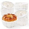 4 Inch Silicone Mini Fluted Tube Cake Pans, 12 Pcs, Cream | With Metal Frame, Nonstick Mini Flan Molds for Baking, BPA Free, Individual Reusable Jello Mold