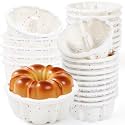 4 Inch Silicone Mini Fluted Tube Cake Pans, 24 Pcs, Cream | Metal Frame, Nonstick Mini Flan Molds for Baking, BPA Free, Individual Reusable Jello Mold, For Small Business or Home Baker