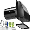 4 Inch Wall Vent Cover with Damper &amp; Screen, Galvanized Steel Hooded Exhaust Vent Cap for Outside Dryer, Bathroom Fan, Range Hood, HVAC Duct - Aluminum Foil Tape &amp; Clamps