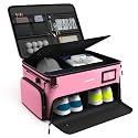 4-Layer Golf Trunk Organizer, Golfer Gifts for Women with Separate Ventilated Compartment for 2 Pairs Shoes, Waterproof Car Golf Locker Storage Bag for Golf Gear and Accessories,Pink