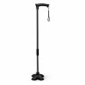 4-Leg Medical Walking Aid for Old People Adjustable Height Heavy Duty Lightweight Walking Stick for Senior Citizens & Patients Anti-Slip Base High Mild Steel (Black)